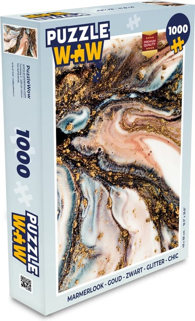 Puzzel Marmerlook - Goud - Zwart - Glitter - Chic - Legpuzzel - Puzzel 1000 stukjes volwassenen