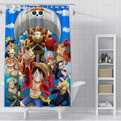 Douche Anime Voor L-Luffys Gordijn Waterdicht Polyester Stof Verf Kleurrijke Badgordijnen Huis Badkamer Decor Gordijn Met Haak YL180x210cm