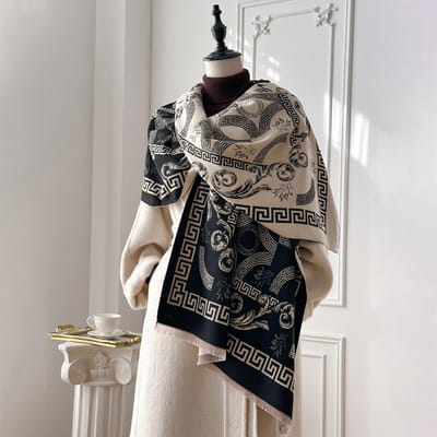 Luxe Winter Kasjmier Sjaal Dames Ontwerp Warm Pashmina Deken Poncho Sjaals Vrouwelijke Print Sjaal Dikke Foulard Bufanda gray