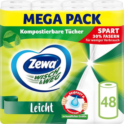 Huishoudrollen - Keukenpapier - Snel opruimen - Lichter en sterker - 48 stuks