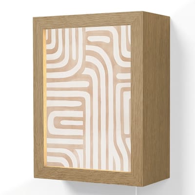 Wandlamp 15x20 cm - Oplaadbaar - Aardetinten - Labyrintpatroon - Wandlampen binnen woonkamer - Slaapkamer lamp met kabel - Decoratieve nachtlamp - Vloerlamp snoer