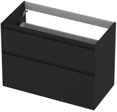 INK - Onderkast 2 Laden Greeploos Gelakt 45gr A-symmetrisch - 900x450x650 Mm - Mat Zwart