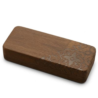 Bruin brillenkoker brillendoos unisex met PU leer oppervlak en reliëf patroon – harde brillen koker opberg doos voor optische bril of zonnebril – minimalistische brillen case geschikt voor grote monturen
