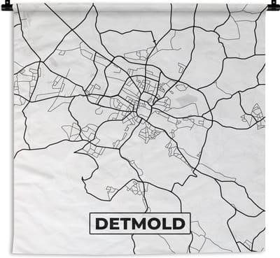Wandkleed - Wanddoek - Detmold - Plattegrond - Kaart - Stadskaart - 180x180 cm - Wandtapijt
