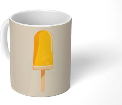 Mok - Koffiemok - Oranje - Stokje - Waterijsje - Mokken - 350 ML - Beker - Koffiemokken - Theemok