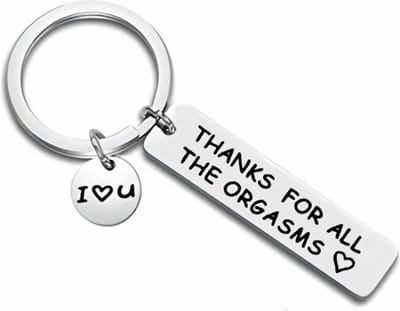 Fako Bijoux - Sleutelhanger Thanks For All The Orgasms - Sleutelring Tekst - Cadeau - Geschenk - Zilverkleurig
