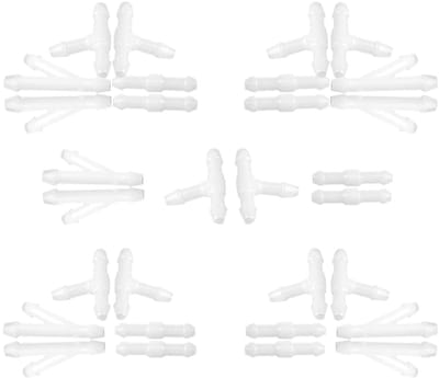 Dailygoods- Ruitensproeierslangverbinding 30 Stuks - 2-weg I/3-weg T/3-weg Y - Universele Vloeistofbuizenpijpfitting - Hoogwaardig Polypropyleen - Corrosiebestendig - Slangconnector