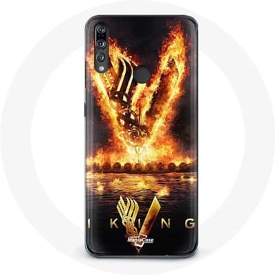 Coque - Vikings - Huawei P30 Lite - Logo V Epée de Feu - Noir - Protection Rigide noir