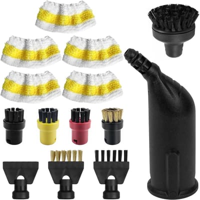 Set van 14 accessoires voor stoomreinigers, inclusief verlengnozzle, ronde borstel, voegborstel, microvezeldoeken en schraper voor effectieve reiniging