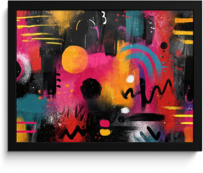 Poster in lijst - Fotolijst 40x30 cm - Posters - Kleurvlakken - Vormen - Kleurrijk - Abstract - Posterlijst zwart - Decoratie - Wanddecoratie woonkamer - Muurdecoratie slaapkamer