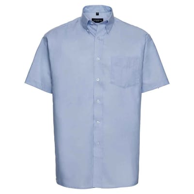 Russell Collection Heren Klassiek Oxford Overhemd met Korte Mouwen (Oxford Blauw)