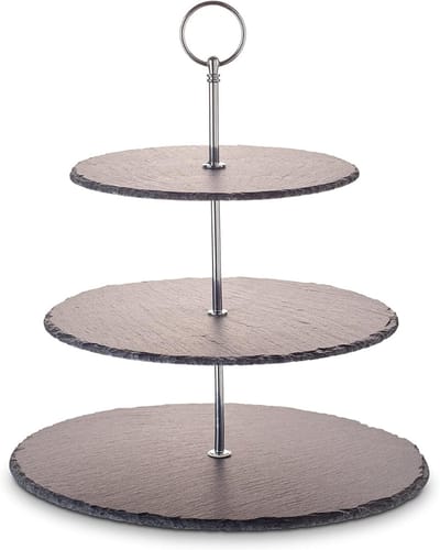 RUX® Serveertoren - Etagere - Tapasplank - Zilver - 30cm x 30cm x 35cm