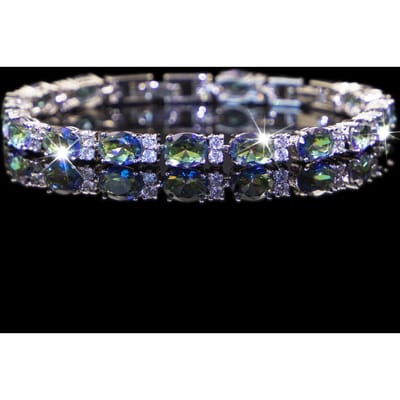 Mysterieuze Kleurrijke Kristallen Armband Zirkonia Armband Europees en Amerikaans Diamanten Set Hoge Kwaliteit Dames Veelzijdig Handgemaakt gray