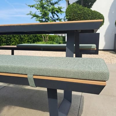 Picknickbank Kussen - Tuinbank Kussen - Comfortabel Zitten - Waterafstotend & Bevestigingsbanden - 24 cm Breed - Groen