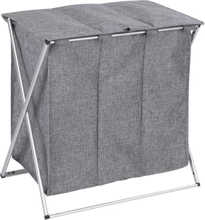 Stijlvolle Wasmand met Deksels en Handgrepen - 118L Ruimtebesparende Wasverzamelaar met Drie Compartimenten (57x57x38 cm)