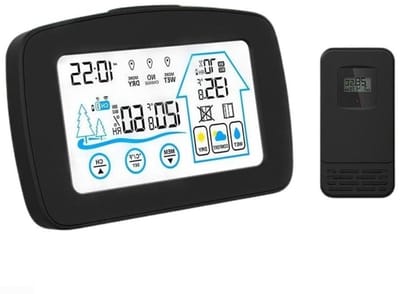Weerstation Klok - Temperatuur Vochtigheid - Klimaat Monitoren - Draadloze Binnen Buiten - 152 x 95 mm - Zwart