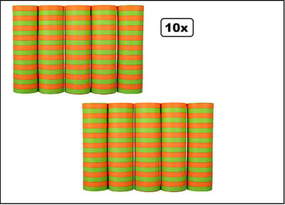 10x Rol Serpentines oranje/groen - Carnaval festival optocht feest party serpentine