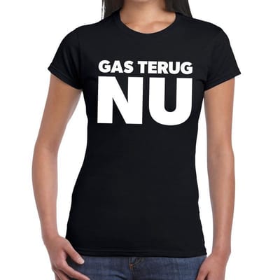 Groningen protest t-shirt gas terug NU zwart voor dames - Grunnen gas terug NU shirt voor dames XS