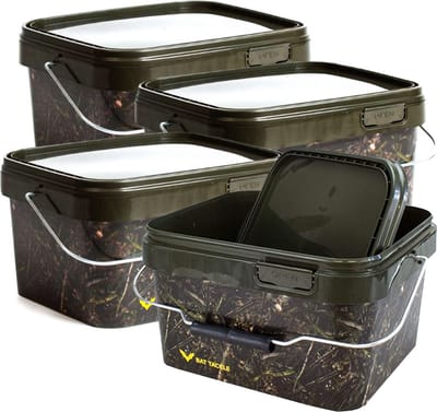 X2 Bat Tackle Camoflage Emmer - Per 4 stuks - 5L - Camo - Bewaaremmer - Voeremmer - Aasemmer - Boilie emmer - Bait Bucket