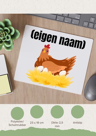 Akyol - kip met nest Muismat - Kippen - kippen liefhebbers - iemand die houdt van kippen - verjaardag - cadeau - kado - 23 bij 19 cm