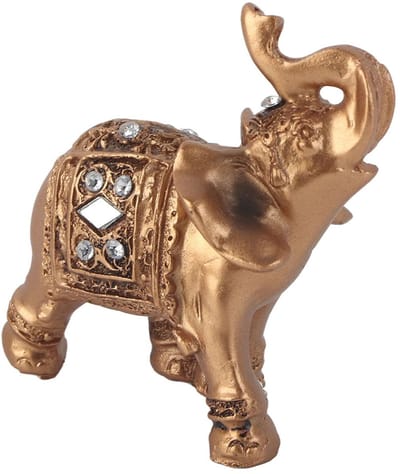 Olifanten decoratie - Beeldjes figuren - Huis geluk - Symbolische betekenis - 12x10x8 cm - Goud