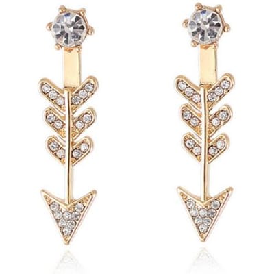 Stijlvolle Volledig Diamanten Cupido Pijl Oorbellen, Pijl Stud Oorbellen Achterhangende Oorbellen voor Vrouwen
