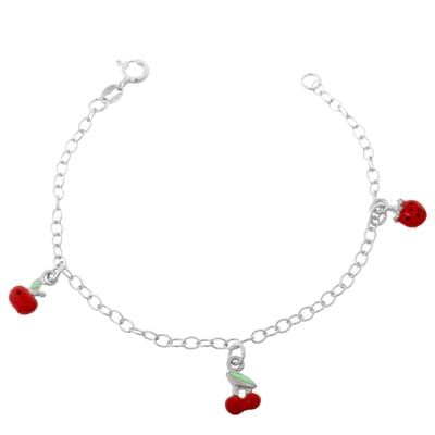 Orphelia 'Apple' Kinder 925 Sterling Zilveren Set: Armband + Oorbellen - Zilver SET-7149