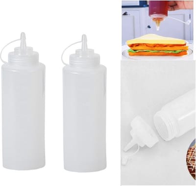2x Sausflessen met dop   - 250 ML - Transparant doseerflacon/ flessen met dop- Portioneerflessen/ Knijpflessen / Sausflessen Transparante garneerflessen/doseerflessen/sausflessen
