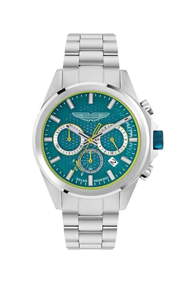 Aston Martin Hlc Quartz Chronograaf Horloge Zilverkleurig Kast Gemaakt Van 100% Roestvrij Staal En Een Armband Van 100% Roestvrij Staal 44 MTRH2S6013E, MTRH2S6023E, MTRH2S6033E