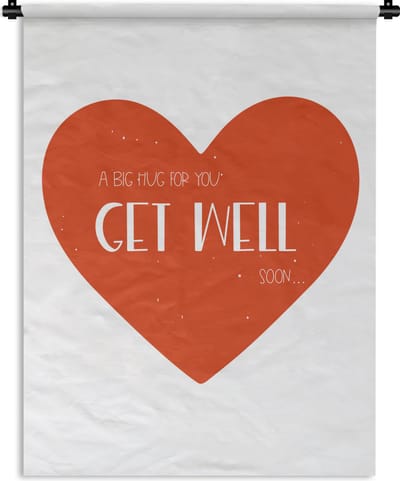 Wandkleed - Wanddoek - Sterkte - Quotes - Hartje - Knuffel - 90x120 cm - Wandtapijt