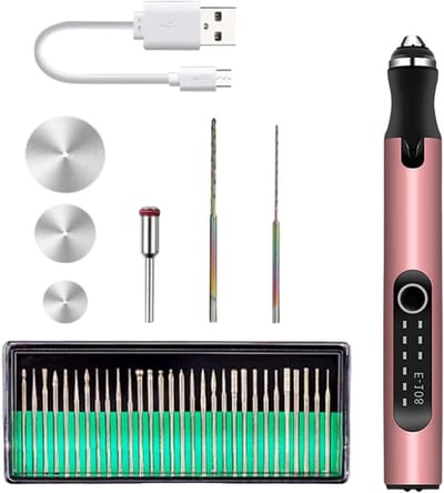 Graveerpen Kit - Mini Boor - Handwerk Creatie - Draadloos USB Opladen - 40g Lichtgewicht - Roze