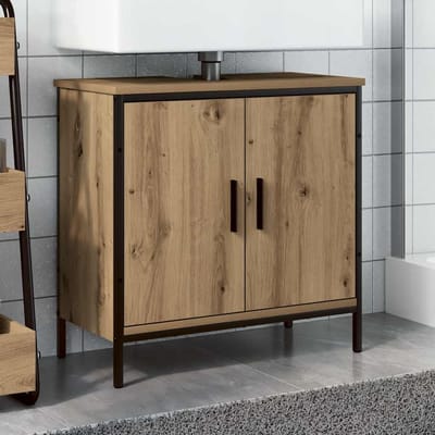 vidaXL - Wastafelkast - 60x30x60 - cm - bewerkt - hout - artisanaal - eikenkleurig