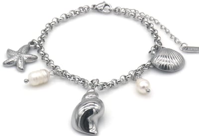 RVS Armband - Schelp - 16-21cm - Zilver - dames - strand - zomers - trendy - cadeau