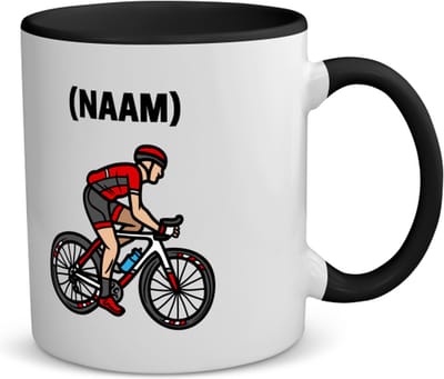 Akyol - wielrenner met je eigen naam koffiemok - theemok - zwart - Wielrennen - sport liefhebbers - mensen die houden van wielrennen - verjaardagscadeau - verjaardag - cadeau - kado - geschenk - gift - 350 ML inhoud