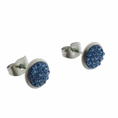Aramat Jewels | Oorbellen | Druzy Oorbellen met Kristal RVS | Licht Blauw | | | | | Verkleurd niet