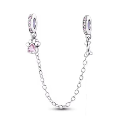Fler® | Bedel | Past op populaire bedel armbanden (standaard-3mm) | armbandbedel | Veiligheidsketting Hondenpoot & Bot | Anker schakel | Pootafdruk | Bot | Hangbedel Charm | 925 Sterling Zilver | Zirkonia | Kerst | Sinterklaas Cadeau | Valentijn kado
