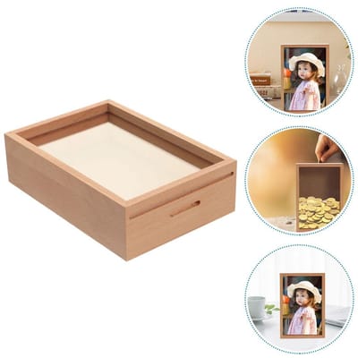 Wit Frame Spaarpot Geldpotten Voor Sparen Volwassenen Veelzijdige Doos Houten Spaar Kind beige