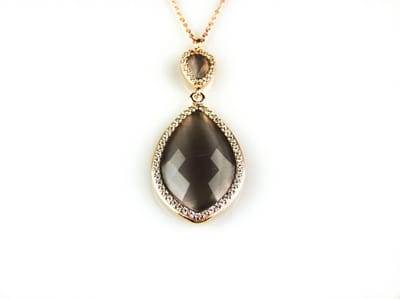 model Markies collier in zilver roze verguld gezet grijze steen en cubic zirconia