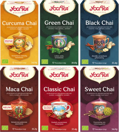 Yogi Tea Lucky Chai - Biologische Kruidenthee met Kaneel, Gember en Kardemom voor Een Traditionele en Verwarmende Chai-ervaring - 6 Pakjes x 17 Theezakjes