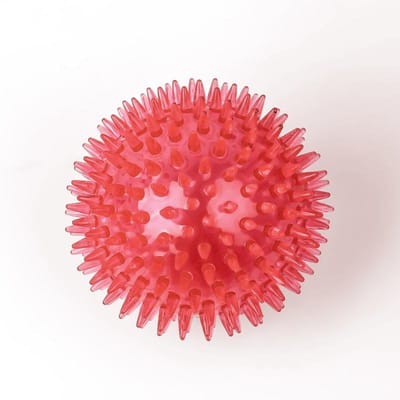 Hond Speelgoed Kat Puppy Klinkende Speelgoed Polka Piepende Gebitsreiniging Bal TPR Training Huisdier Tanden Kauwen Speelgoed Doorn Ballen accessoires S 6.5CM rood