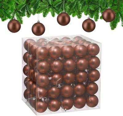 kerstballen set van 100 - Ø 6 cm - mat - kunststof - bruin