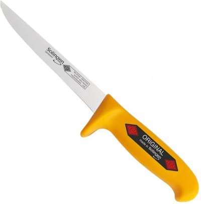 Eikaso Solingen Uitbeenmes 16 cm – Stijf RVS Lemmet – Ergonomisch Geel Heft