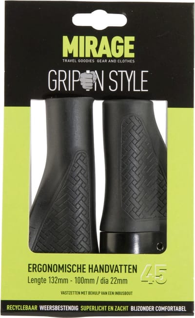 Handvatpaar Mirage Grips in style #45 - 132/100 mm met lockring  - zwart