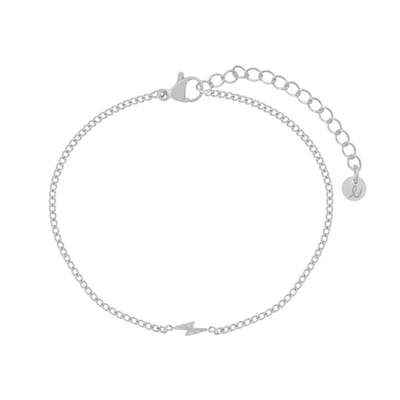 Essentialistics - Armband gevlamd bliksemschicht - Volwassenen - Zilverkleur - Stainless steel (verkleurt niet) - Verlengkettinkje