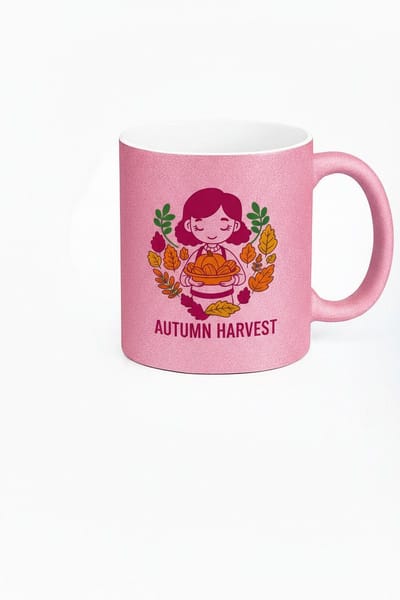 Herfst Oogst Mok - Schattige Keramische Koffiemok met Meisje en Pompoenen