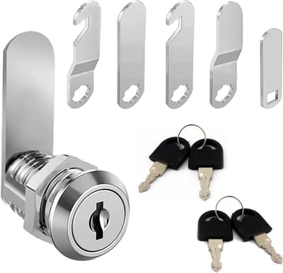 Veiligheidsbrievenbus slot 16 mm met 4 sleutels, inclusief 5 verschillende sluitplaten, ideaal voor brievenbussen en kastdeuren
