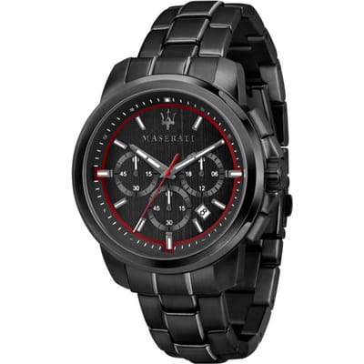 Maserati Successo Zwart Roestvrij Staal Heren Quartz Chronograaf Horloge met Datum R8873621014 zwart