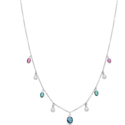 Luxenter ketting in metaallegering en witte parel afgewerkt in rhodium - Sewi
