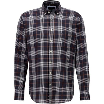 Fynch-Hatton Overhemd Bold Combi Check Navy / male