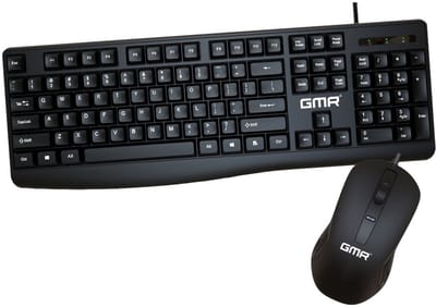 GMR Toetsenbord en Muis Set Bedraad – QWERTY Toetsenbord met Numeriek Blok – USB Toetsenbord en Optische Muis – Plug & Play – Full Size Keyboard – voor PC, Computer, Laptop, Windows 11/10 en Mac – Office, Kantoor, Zakelijk en Thuiswerken – Zwart